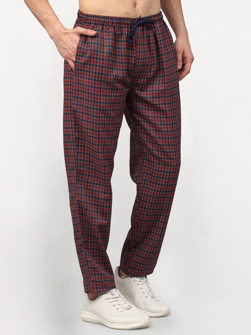 Jainish Men's Maroon Cotton Checked Track Pants ( JOG 017Maroon ) - Distacart