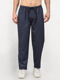 Jainish Men's Navy Blue Cotton Checked Track Pants ( JOG 017Navy-Grey ) - Distacart