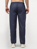 Jainish Men's Navy Blue Cotton Checked Track Pants ( JOG 017Navy-Grey ) - Distacart