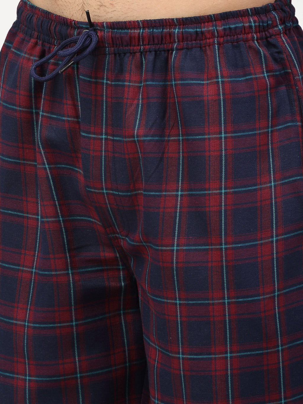 Jainish Men's Blue Cotton Checked Track Pants ( JOG 018Blue-Red ) - Distacart