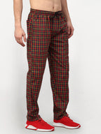 Jainish Men's Orange Cotton Checked Track Pants ( JOG 019Orange-Red ) - Distacart