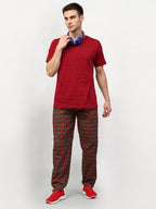 Jainish Men's Orange Cotton Checked Track Pants ( JOG 019Orange-Red ) - Distacart