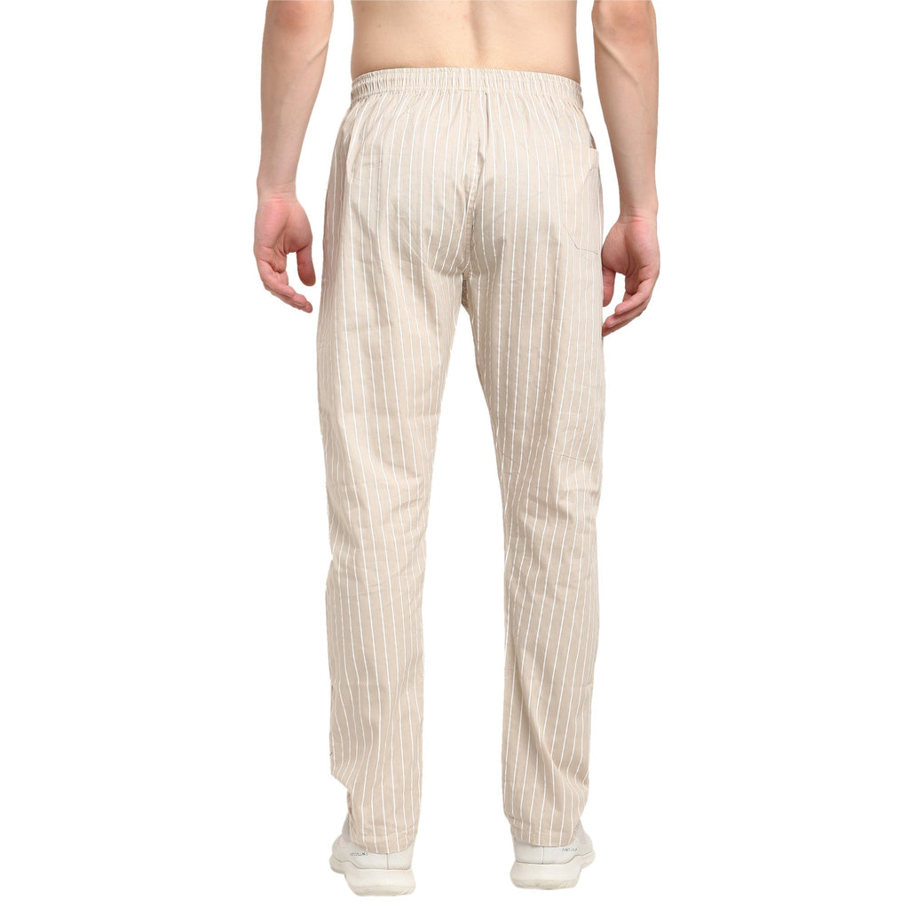 Jainish Men's Beige Cotton Striped Track Pants ( JOG 020Cream ) - Distacart