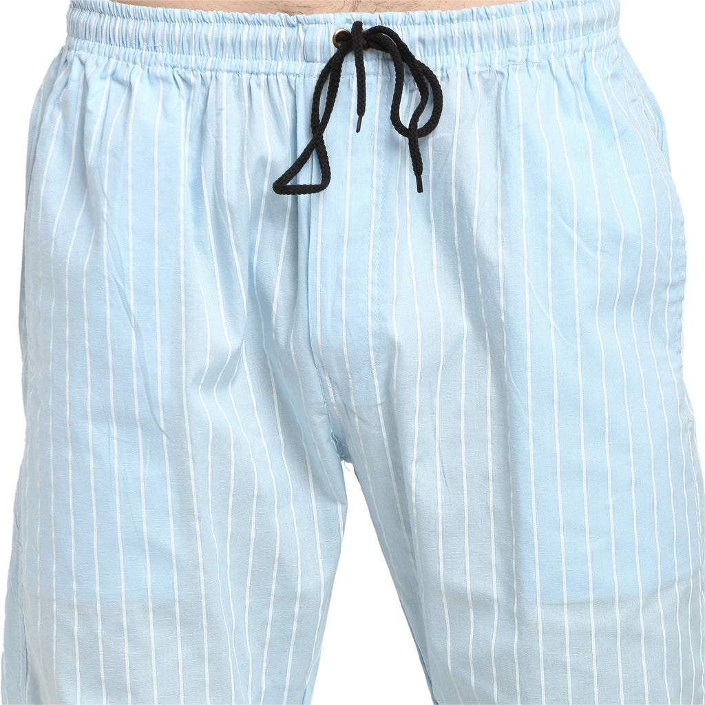 Jainish Men's Blue Cotton Striped Track Pants ( JOG 020Sky ) - Distacart