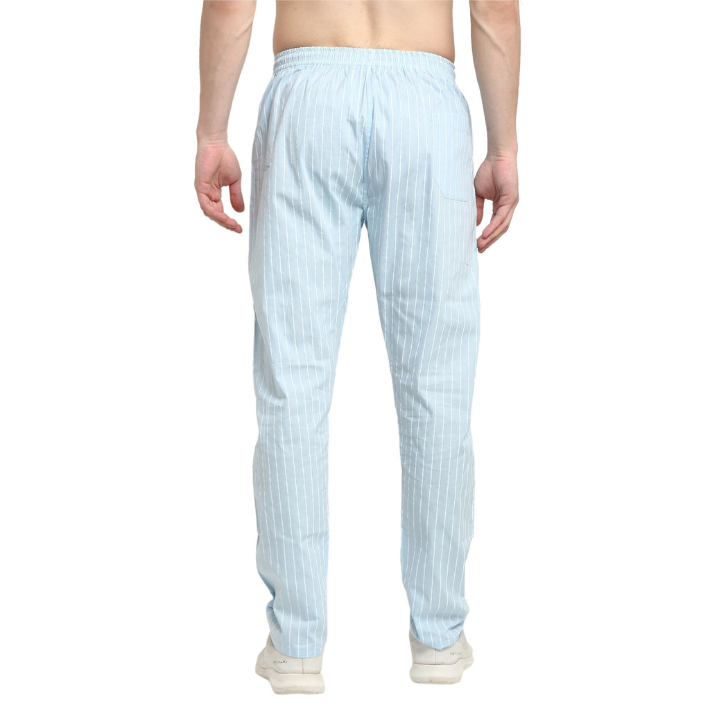 Jainish Men's Blue Cotton Striped Track Pants ( JOG 020Sky ) - Distacart