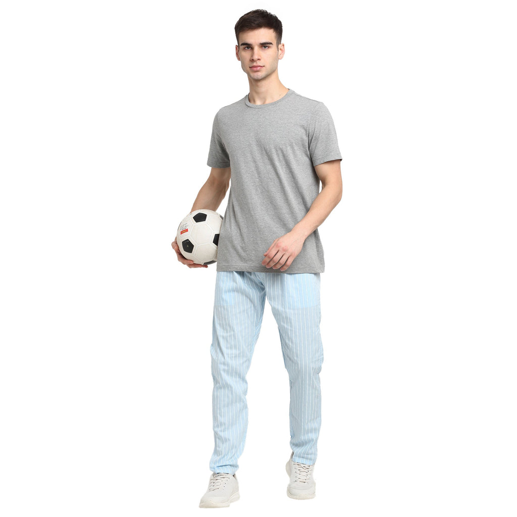 Jainish Men's Blue Cotton Striped Track Pants ( JOG 020Sky ) - Distacart
