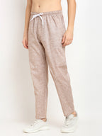 Jainish Men's Brown Linen Cotton Track Pants ( JOG 021Brown ) - Distacart