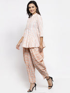 Jompers Women Orange and White Striped Kurta with Dhoti Pants - Distacart