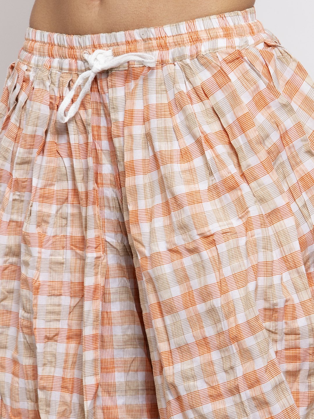 Jompers Women Orange and White Striped Kurta with Dhoti Pants - Distacart