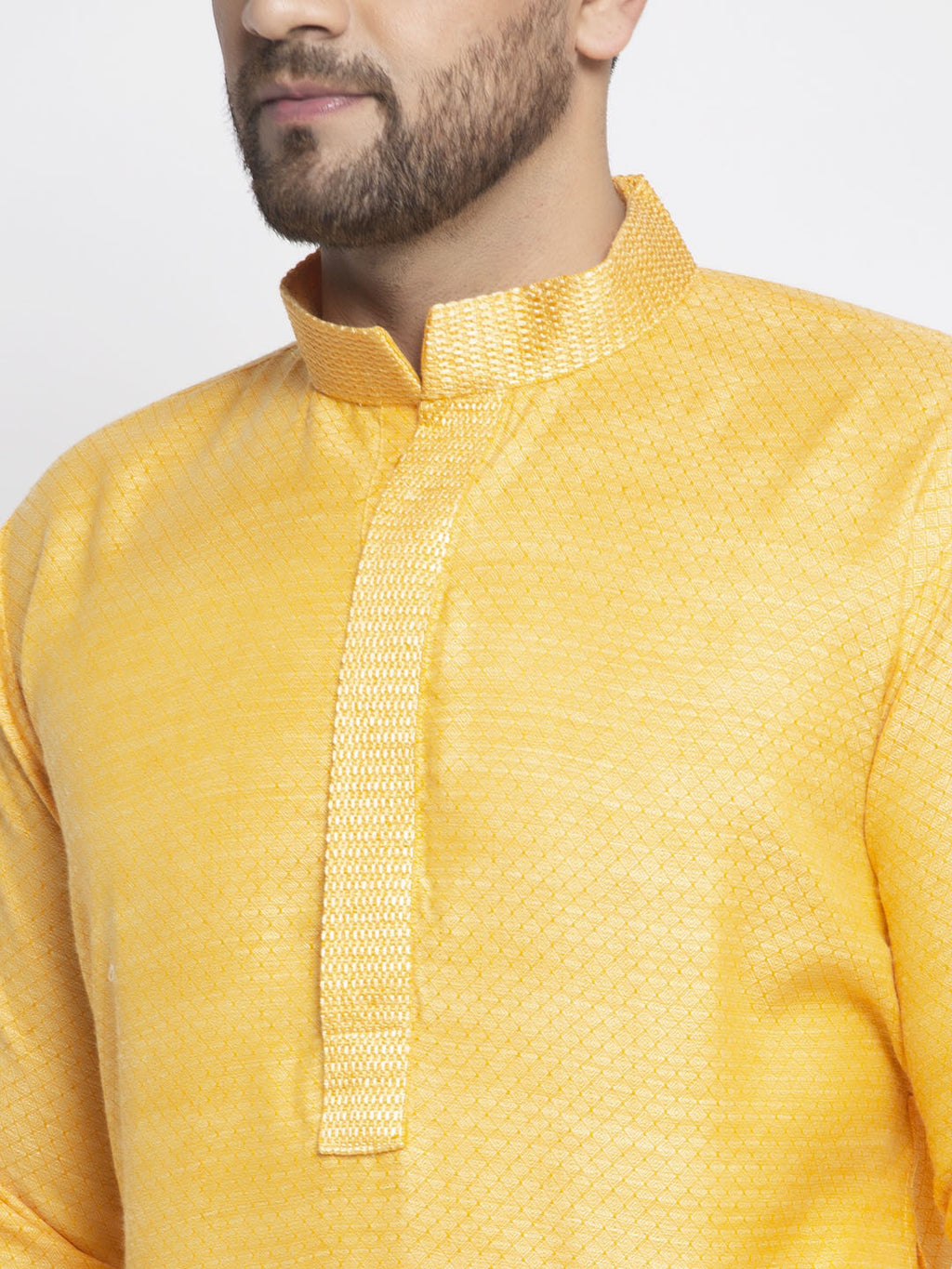Jompers Men's Yellow Woven Kurta Payjama Sets