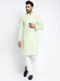 Jompers Men's Dark-Green Embroidered Kurta Payjama Sets