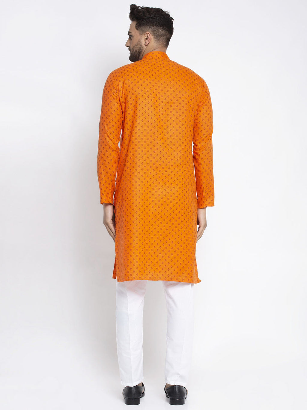 Jompers Men's Orange Printed Kurta Only