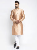 Jompers Men Bronze & White Woven Design Kurta with Pyjamas - Distacart
