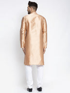 Jompers Men Bronze & White Woven Design Kurta with Pyjamas - Distacart