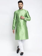 Jompers Men Green & White Woven Design Kurta with Pyjamas - Distacart