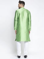 Jompers Men Green & White Woven Design Kurta with Pyjamas - Distacart