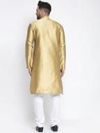 Jompers Men Mustard & White Woven Design Kurta with Pyjamas - Distacart