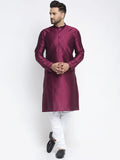 Jompers Men Purple & White Woven Design Kurta with Pyjamas - Distacart