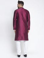 Jompers Men Purple & White Woven Design Kurta with Pyjamas - Distacart
