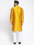 Jompers Men Yellow & White Woven Design Kurta with Pyjamas - Distacart
