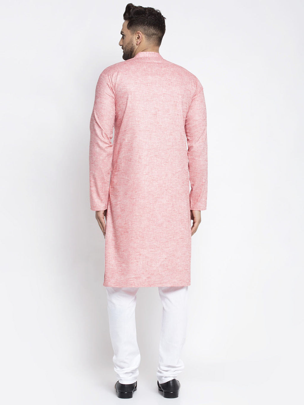 Jompers Men Pink & White Self Design Kurta with Pyjamas - Distacart