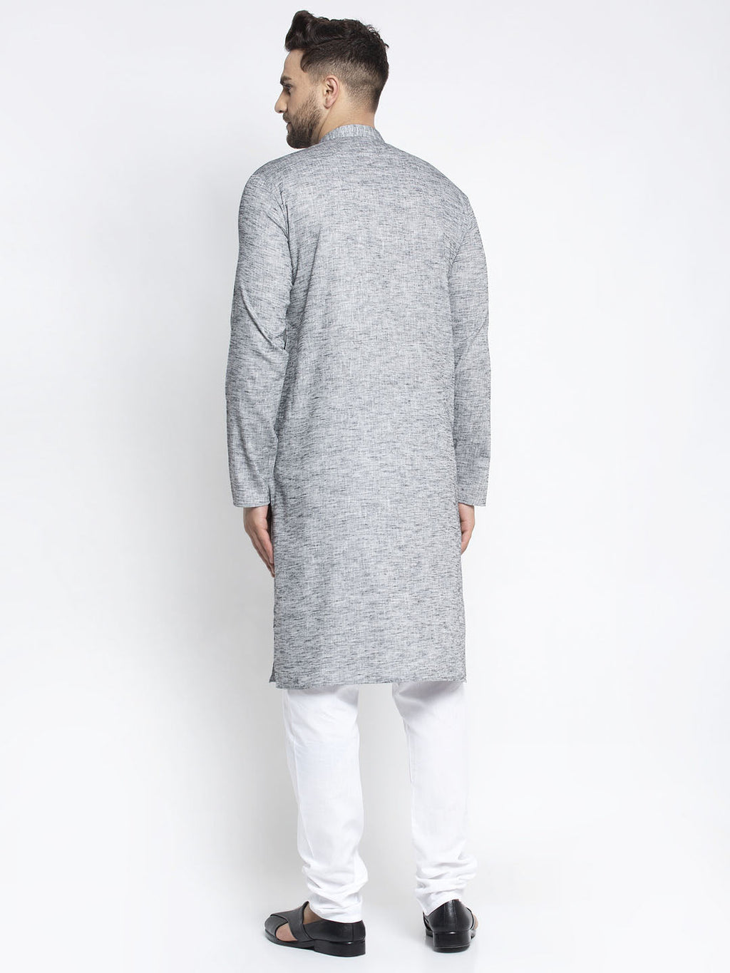 Jompers Men Grey & White Self Design Kurta with Pyjamas - Distacart