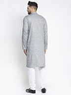 Jompers Men Grey & White Self Design Kurta with Pyjamas - Distacart