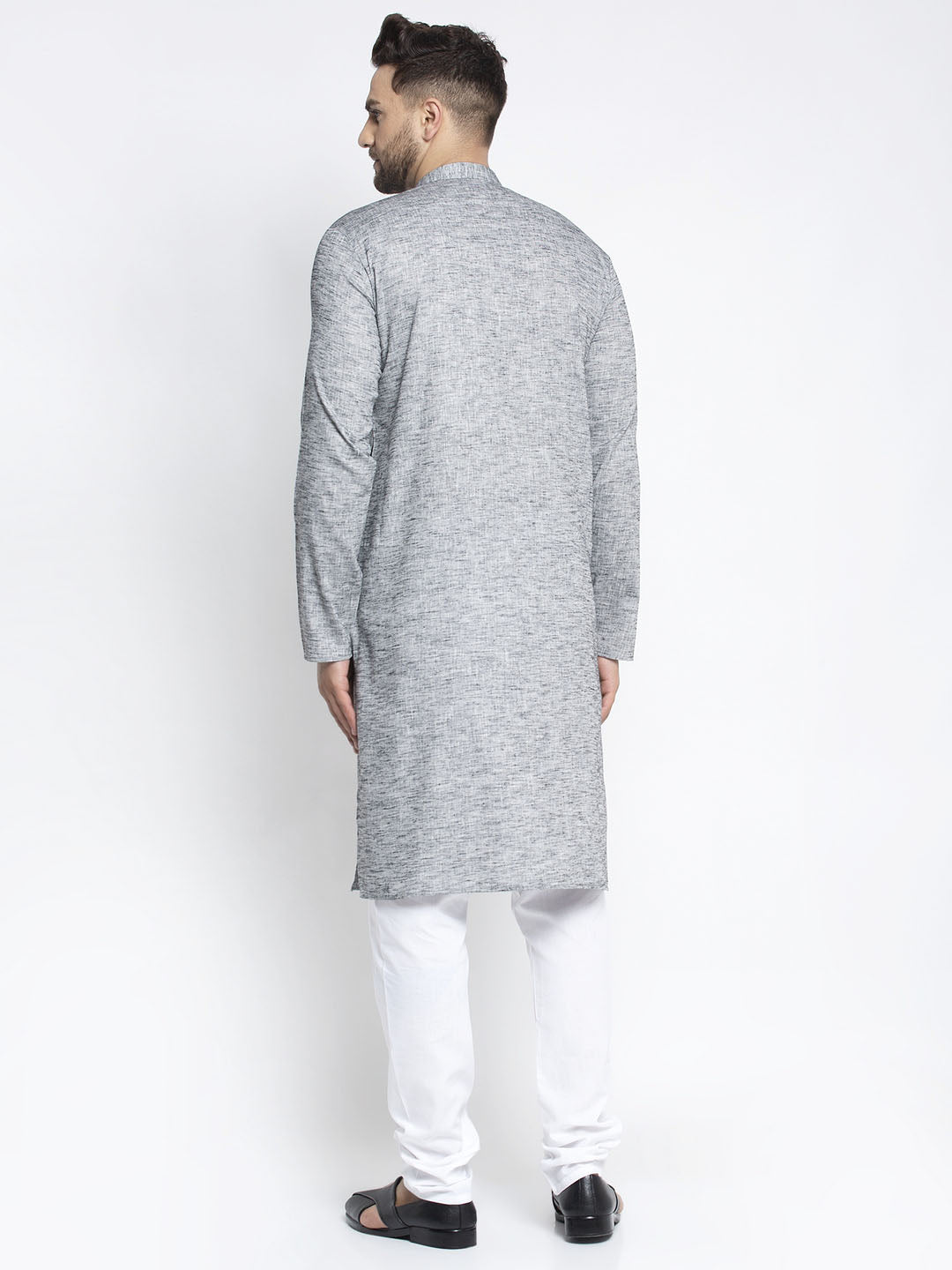 Jompers Men Grey & White Self Design Kurta with Pyjamas - Distacart