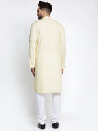 Jompers Men Lemon Yellow & White Self Design Kurta with Pyjamas - Distacart