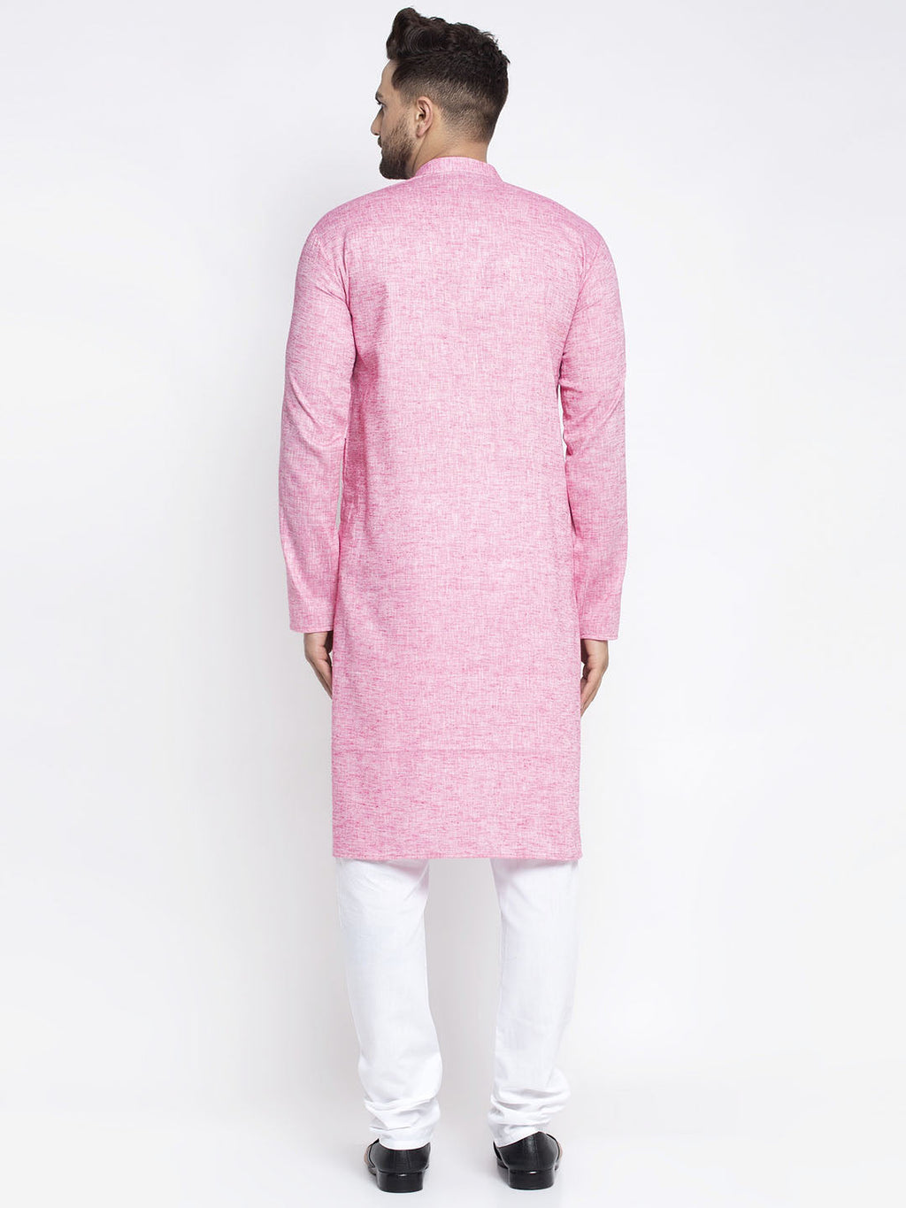 Jompers Men Pink & White Self Design Kurta with Pyjamas - Distacart