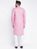 Jompers Men Pink & White Self Design Kurta with Pyjamas - Distacart