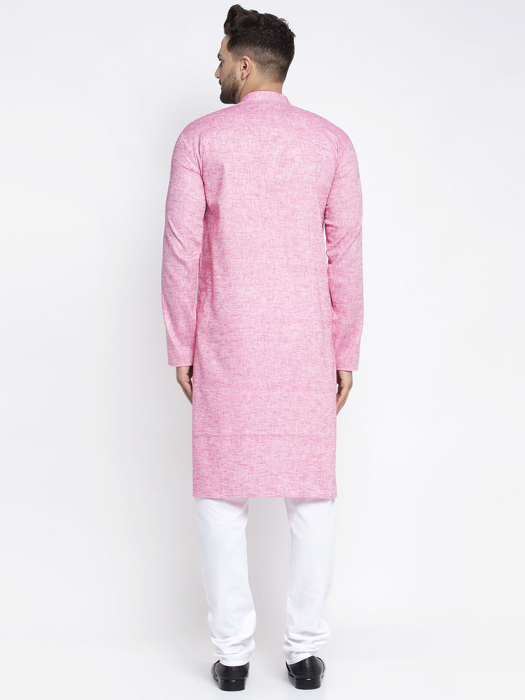 Jompers Men Pink & White Self Design Kurta with Pyjamas - Distacart