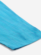Jompers Women Blue & Green Self-Striped Kurta with Trousers & Printed Art Silk Dupatta - Distacart