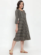 Jompers Women's Black Printed Fit and Flare Ethnic Dress - Distacart