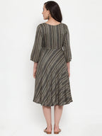 Jompers Women's Black Printed Fit and Flare Ethnic Dress - Distacart
