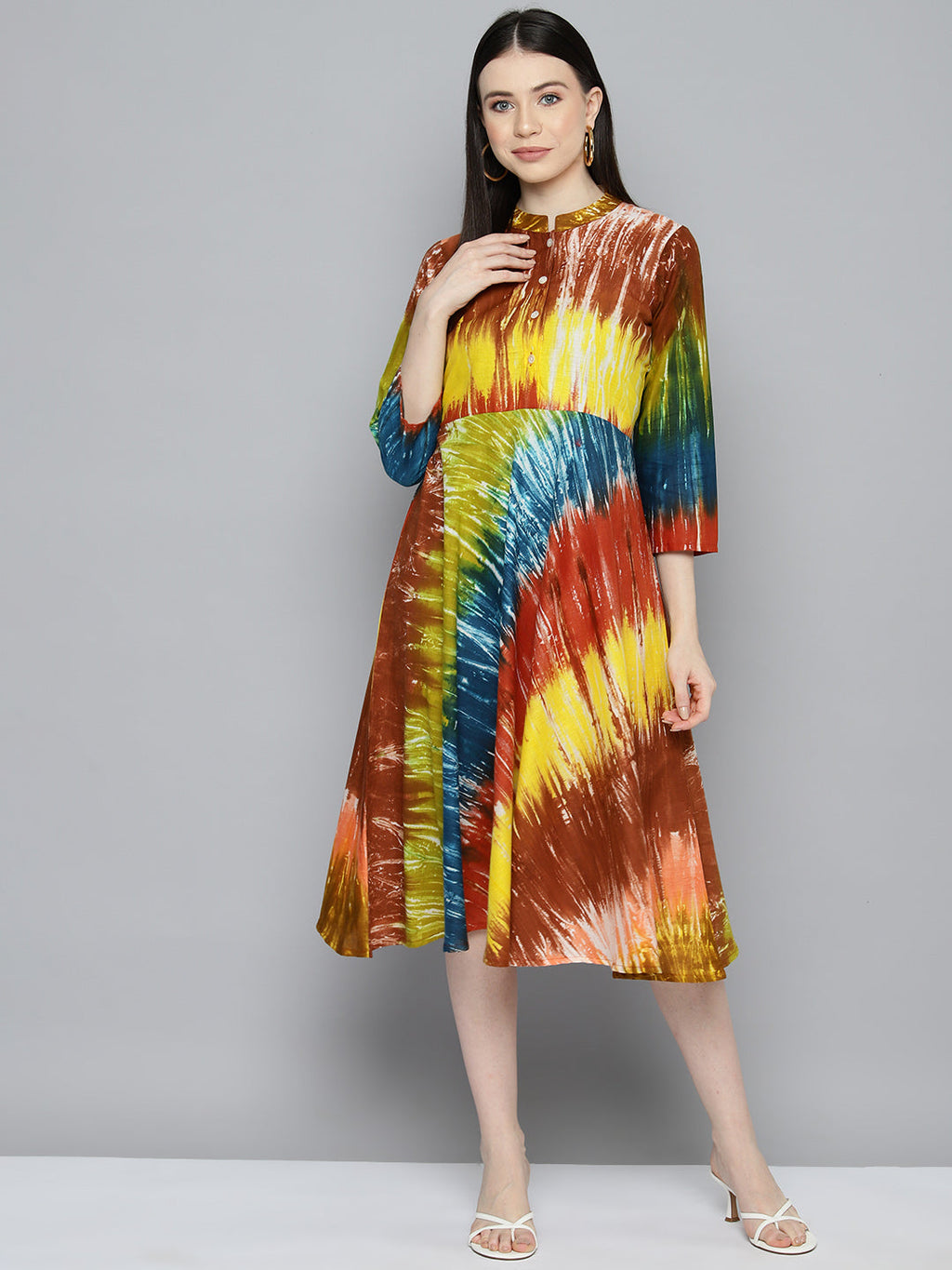 Jompers Women's Ombre effect flared dress - Orange - Distacart