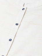 Jompers Women Off-White & Navy Blue Solid Kurta with Trousers & Dupatta - Distacart