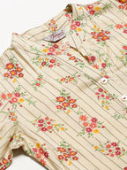 Jompers Women Cream-Coloured & Red Floral Print Kurta with Palazzos - Distacart