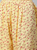 Jompers Women Yellow-Coloured & Red Floral Print Kurta with Palazzos - Distacart