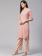 Jompers Women Pink Floral Printed Kurta with Palazzos - Distacart