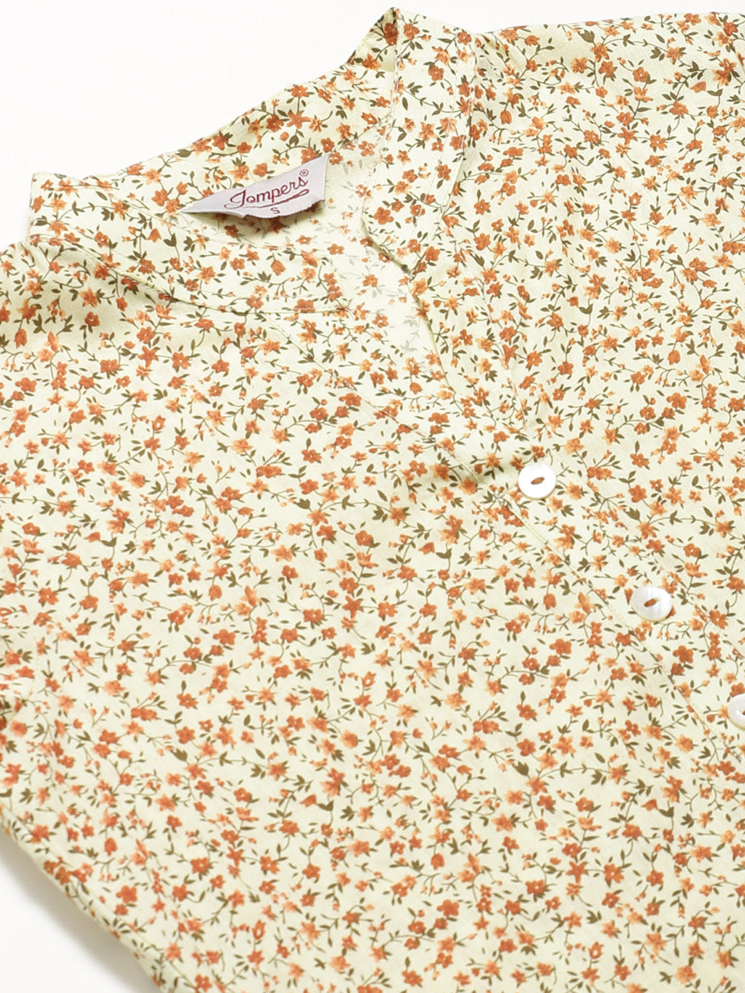 Jompers Women Yellow Floral Printed Kurta with Palazzos - Distacart