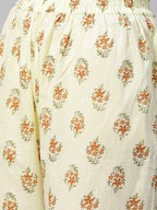Jompers Women Yellow Floral Printed Kurta with Palazzos - Distacart