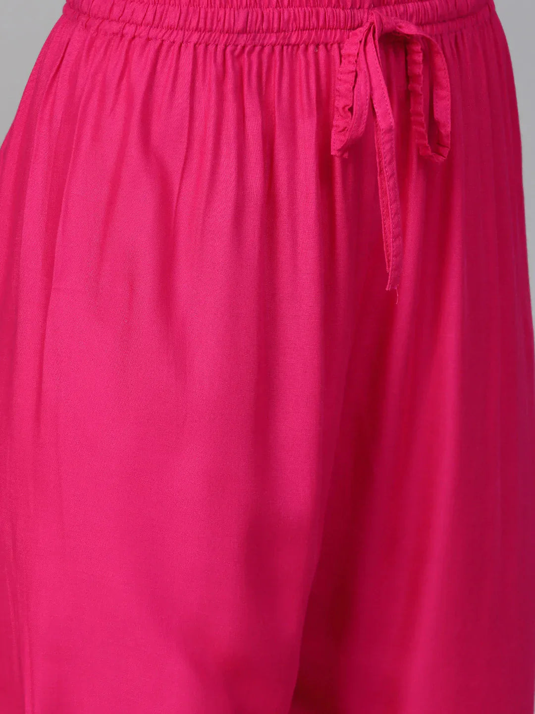 Jompers Women's Pink & Golden Yoke Design Kurta with Palazzos