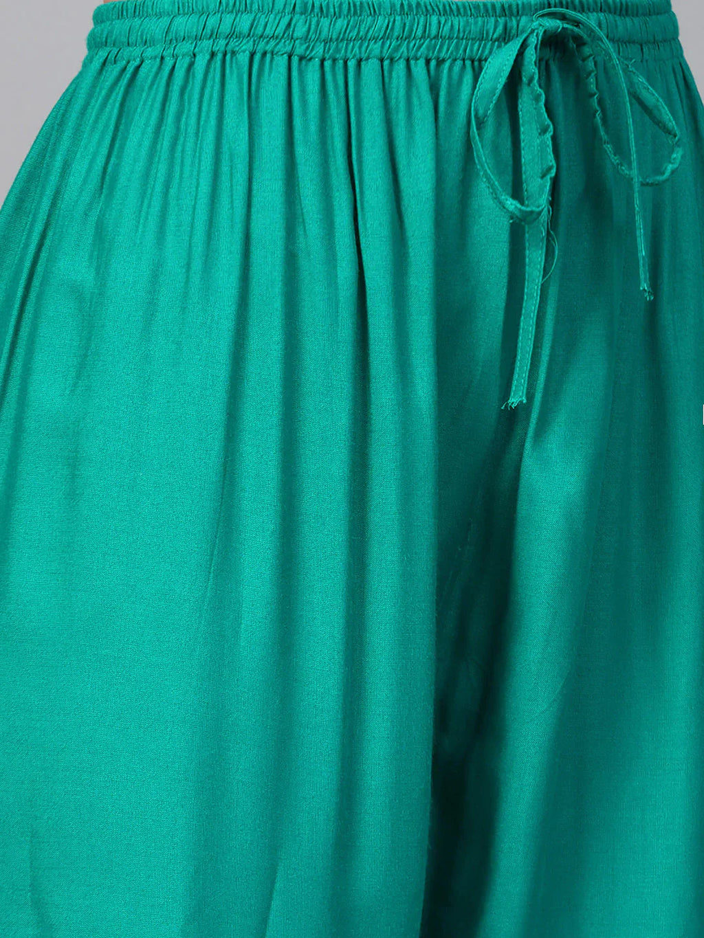 Jompers Women's Rama-Green & Golden Yoke Design Kurta with Palazzos