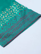 Jompers Women's Rama-Green & Golden Yoke Design Kurta with Palazzos