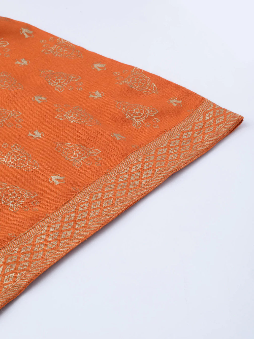 Jompers Women's Orange & Golden Block Printed Kurta with Palazzos