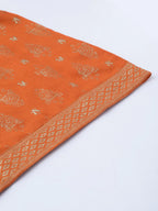 Jompers Women's Orange & Golden Block Printed Kurta with Palazzos