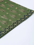 Jompers Women's Green & Golden Block Printed Kurta with Palazzos