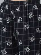 Jompers Women Black & White Floral Printed Kurta with Palazzos - Distacart