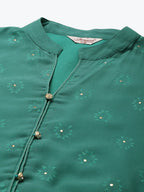 Jompers Women's Printed Mukaish Kurta with Palazzos - Green
